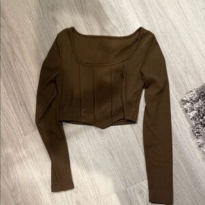 Brown Long Sleeve Women's Top